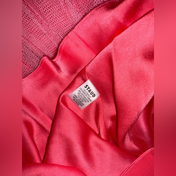 NEW STAUD Pink Landscape Bustier Cotton-Blend Mini dress sz 16 - Picture 7 of 9